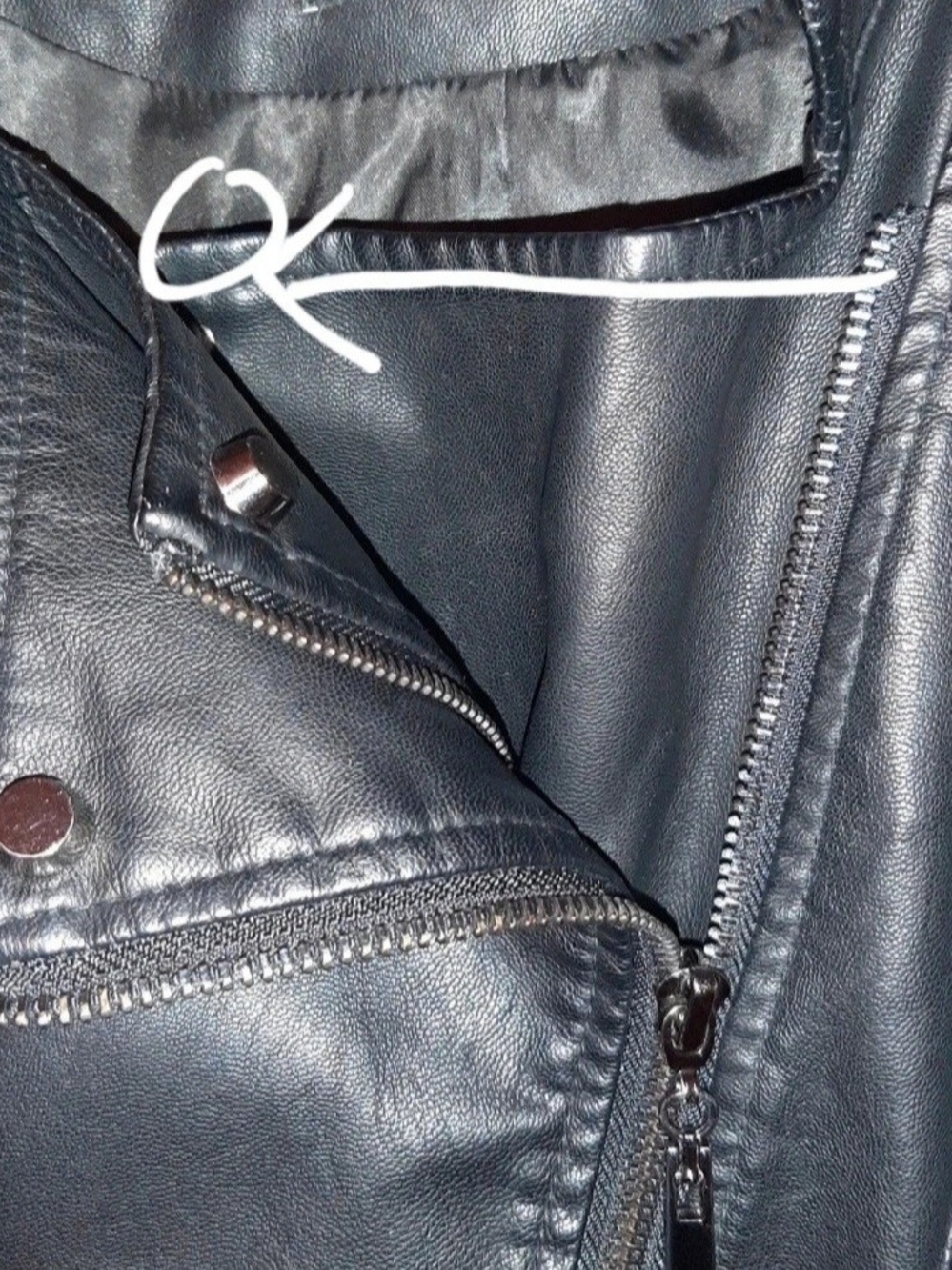 Womens Black Faux Leather Moto Jacket S/M - Picture 9 of 11